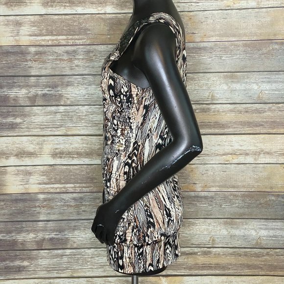 Dots One Shoulder Tunic Style Blouse Women's Size Medium Abstract Print Sequins - Picture 3 of 7